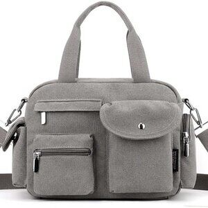 Canvas Tote Bag Women Large Multi-Pocket Crossbody Work Everyday Unisex